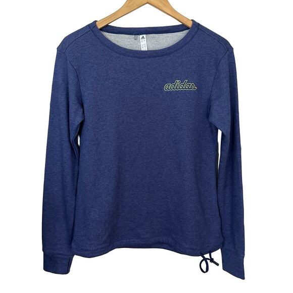 Adidas Womens Sweatshirt Size‎ S Blue Pullover Crew Neck Drawstring Hem Athletic - Picture 1 of 7